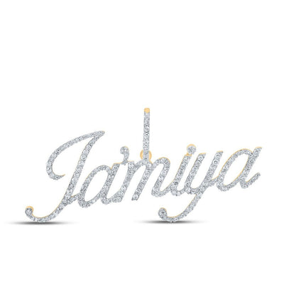 10k Yellow Gold 3.44g 0.94CTW Natural Diamond Name "JAMIYA" Pendant Ladies Charm - Elite Jewelers - Charms & Pendants