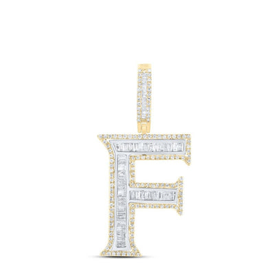 10k Yellow Gold 3.55g 0.82CTW Natural Diamond Initial "F" Pendant Alphabet Charm - Elite Jewelers - Charms & Pendants