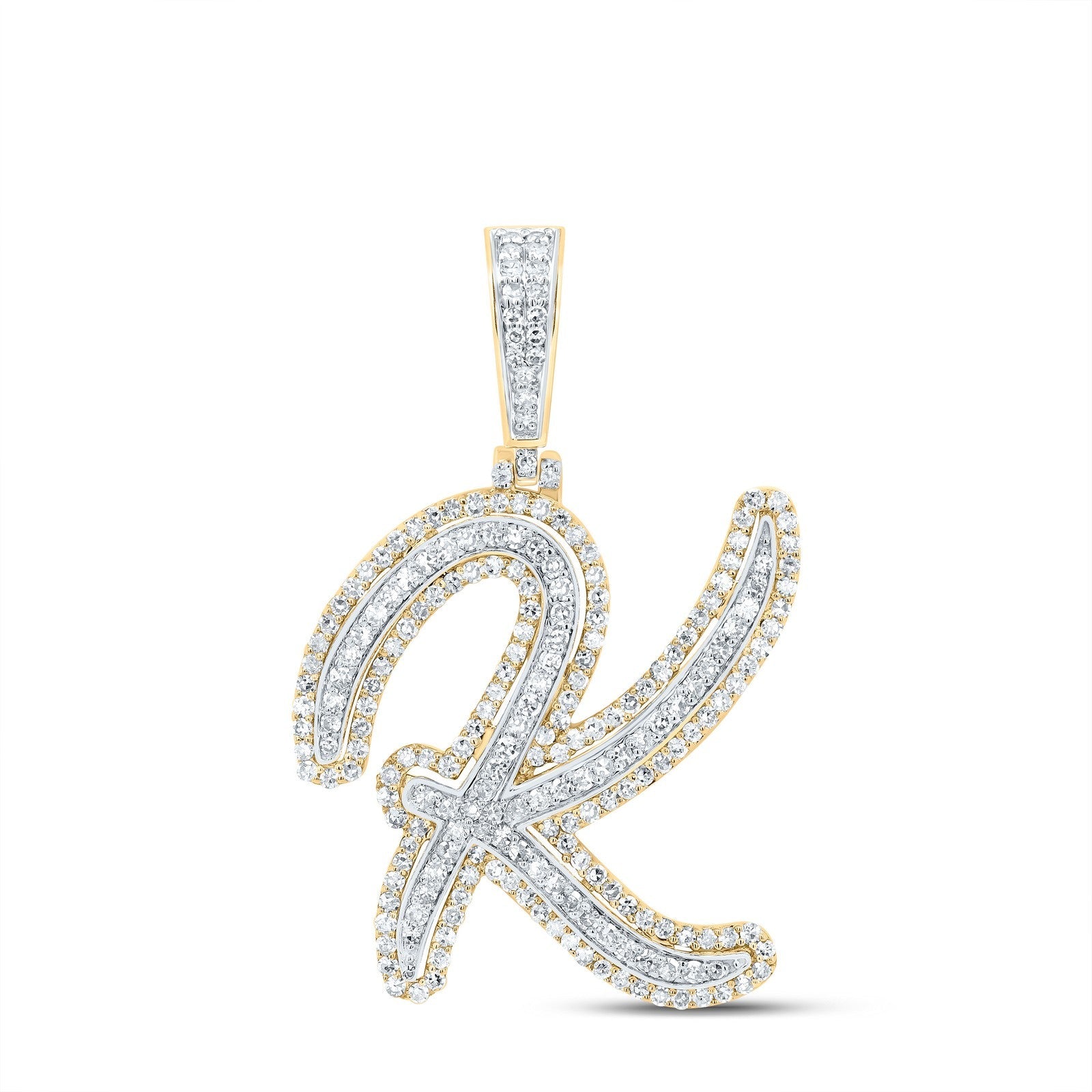 10k Yellow Gold 3.55g 0.97CTW Natural Diamond Initial "K" Pendant Alphabet Charm - Elite Jewelers - Charms & Pendants