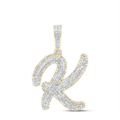 10k Yellow Gold 3.55g 0.97CTW Natural Diamond Initial "K" Pendant Alphabet Charm - Elite Jewelers - Charms & Pendants