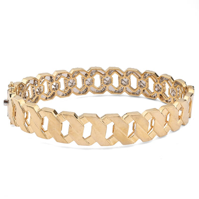 10K Yellow Gold 3.5CT Natural Diamond 2 Row Cuban Link Bangle Men 13MM Bracelet - Elite Jewelers - Bracelets