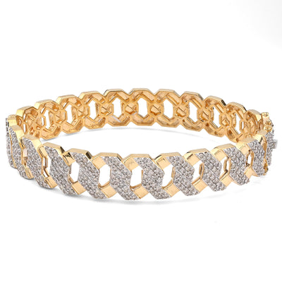 10K Yellow Gold 3.5CT Natural Diamond 2 Row Cuban Link Bangle Men 13MM Bracelet - Elite Jewelers - Bracelets