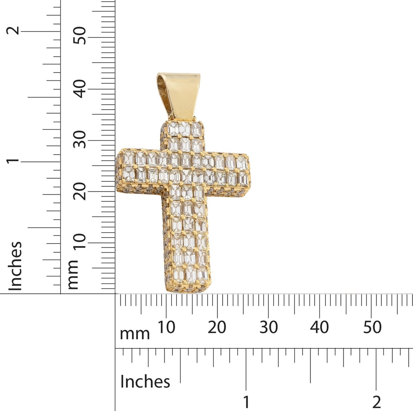 10k Yellow Gold 3.5CTW Natural Round/Baguette Diamond Cross Pendant 12.3g Charm - Elite Jewelers - Charms & Pendants