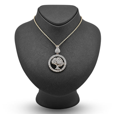 10k Yellow Gold 3.5CTW Round/Baguette Diamond "Forever Rich" Tree Pendant 15.4gm - Elite Jewelers - Charms & Pendants