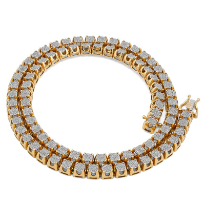 10K Yellow Gold 3.62CT 20" Natural Diamond Men Tennis Chain - Elite Jewelers-Necklaces