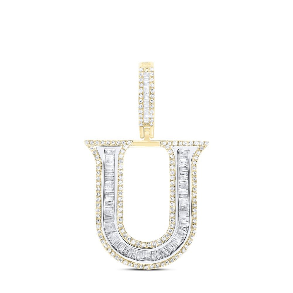 10k Yellow Gold 3.69g 0.9CTW Natural Diamond Initial "U" Pendant Alphabet Charm - Elite Jewelers - Charms & Pendants