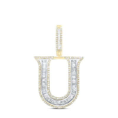 10k Yellow Gold 3.69g 0.9CTW Natural Diamond Initial "U" Pendant Alphabet Charm - Elite Jewelers - Charms & Pendants