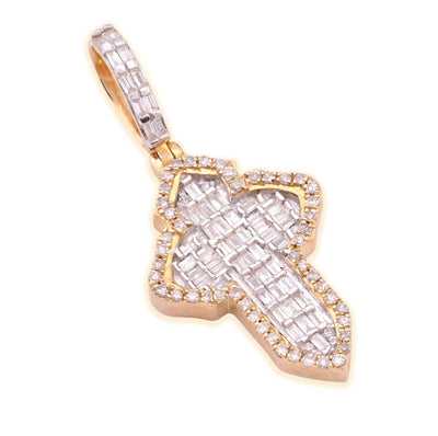 10k Yellow Gold 3.6gm 0.53CTW Natural Round/Baguette Diamond Cross Pendant Charm - Elite Jewelers - Charms & Pendants