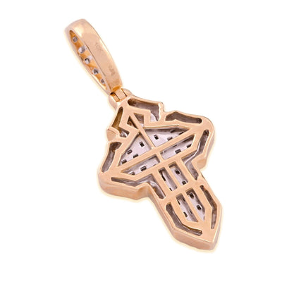 10k Yellow Gold 3.6gm 0.53CTW Natural Round/Baguette Diamond Cross Pendant Charm - Elite Jewelers - Charms & Pendants