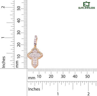 10k Yellow Gold 3.6gm 0.53CTW Natural Round/Baguette Diamond Cross Pendant Charm - Elite Jewelers - Charms & Pendants