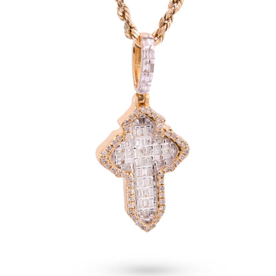 10k Yellow Gold 3.6gm 0.53CTW Natural Round/Baguette Diamond Cross Pendant Charm - Elite Jewelers - Charms & Pendants