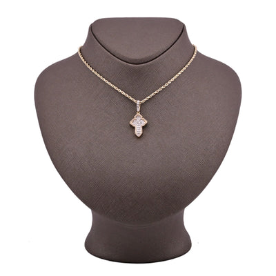 10k Yellow Gold 3.6gm 0.53CTW Natural Round/Baguette Diamond Cross Pendant Charm - Elite Jewelers - Charms & Pendants
