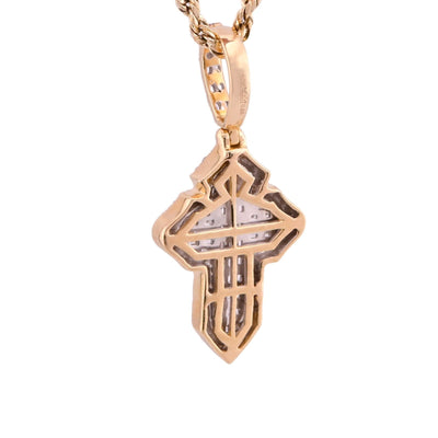 10k Yellow Gold 3.6gm 0.53CTW Natural Round/Baguette Diamond Cross Pendant Charm - Elite Jewelers - Charms & Pendants