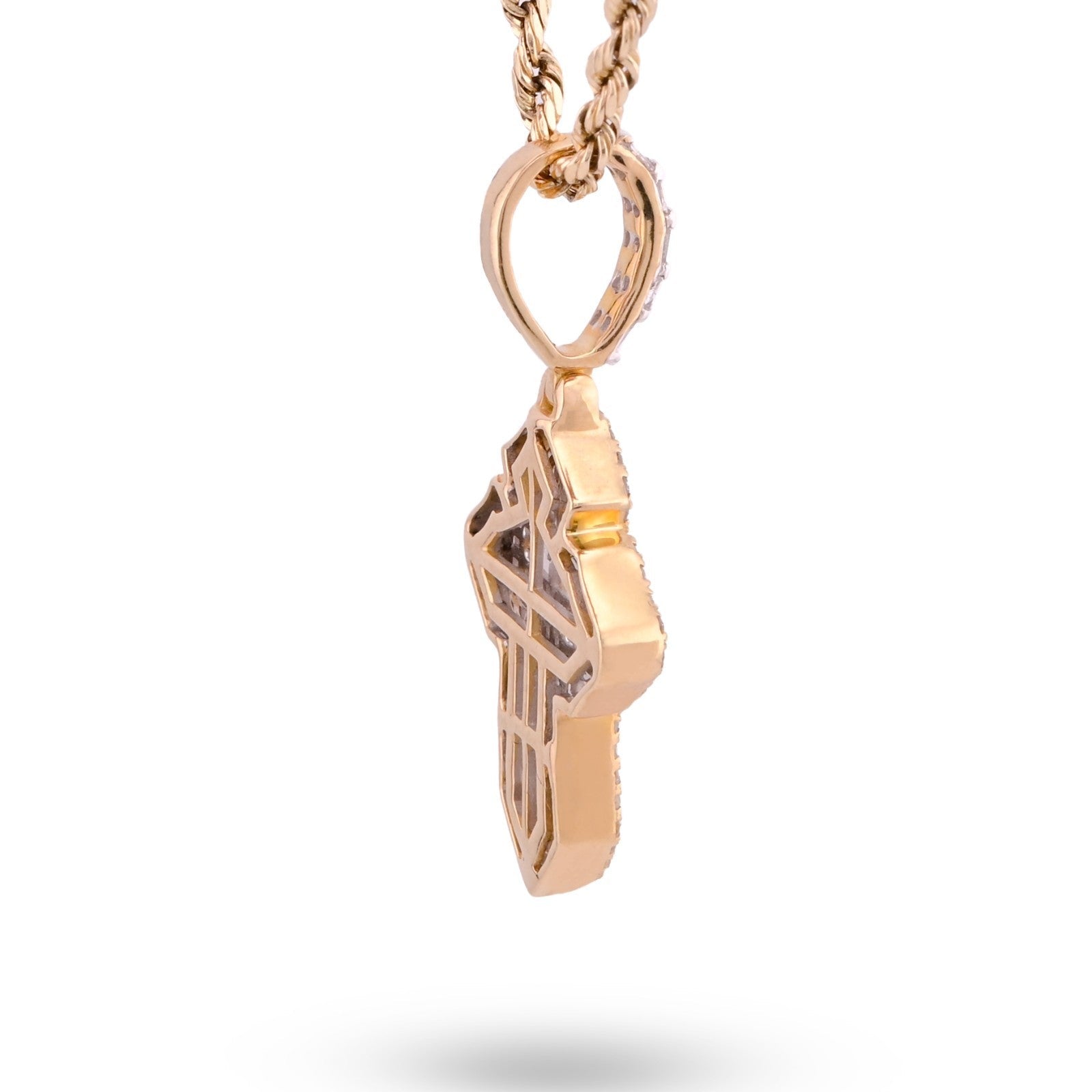 10k Yellow Gold 3.6gm 0.53CTW Natural Round/Baguette Diamond Cross Pendant Charm - Elite Jewelers - Charms & Pendants