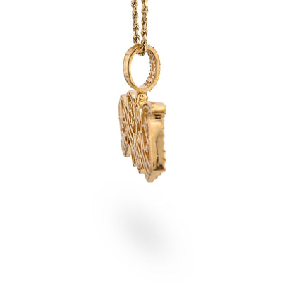 10K Yellow Gold 3.75CT "DOPE" Custom Natural Diamond Round/Baguette Pendant 1.9" Charm - Elite Jewelers - Charms & Pendants