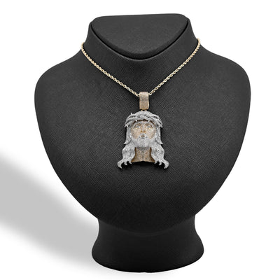 10k Yellow Gold 3.75CTW Natural Diamond ICED OUT Jesus Head Pendant 24.2g Charm - Elite Jewelers - Charms & Pendants