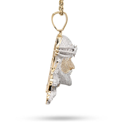 10k Yellow Gold 3.75CTW Natural Diamond ICED OUT Jesus Head Pendant 24.2g Charm - Elite Jewelers - Charms & Pendants