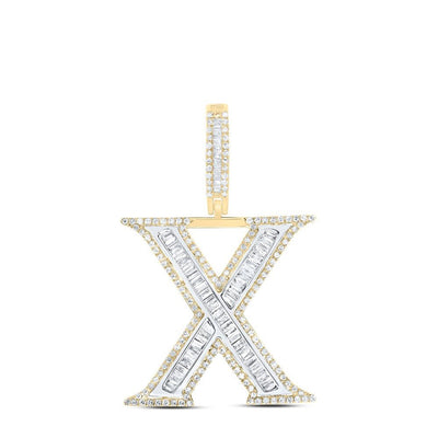 10k Yellow Gold 3.91g 0.88CTW Natural Diamond Initial "X" Pendant Alphabet Charm - Elite Jewelers - Charms & Pendants