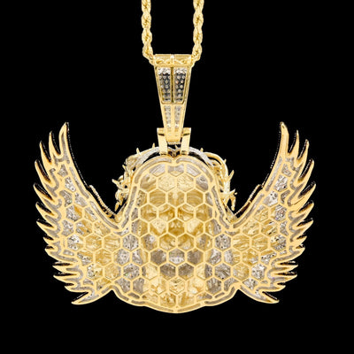 10k Yellow Gold 3.9CTW Natural Round Diamond Jesus w/ Wing Pendant 35g Charm - Elite Jewelers - Charms & Pendants