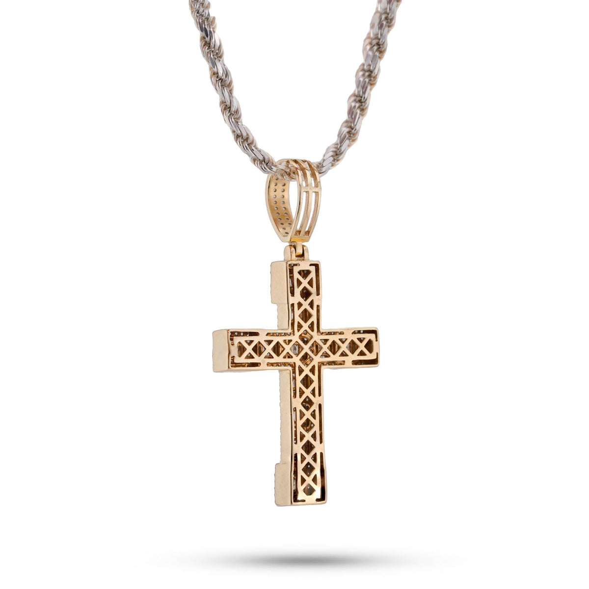 10K Yellow Gold 3CT Natural Diamond Baguette Cross Pendant Men Women Charm - Elite Jewelers-Charms & Pendants