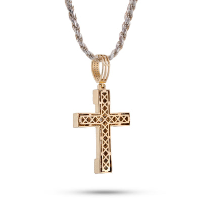 10K Yellow Gold 3CT Natural Diamond Baguette Cross Pendant Men Women Charm - Elite Jewelers-Charms & Pendants