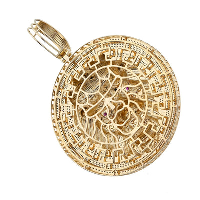 10k Yellow Gold 3CTW Natural Diamond Crown Lion Head Pendant 43.6gms Mens Charm - Elite Jewelers - Charms & Pendants
