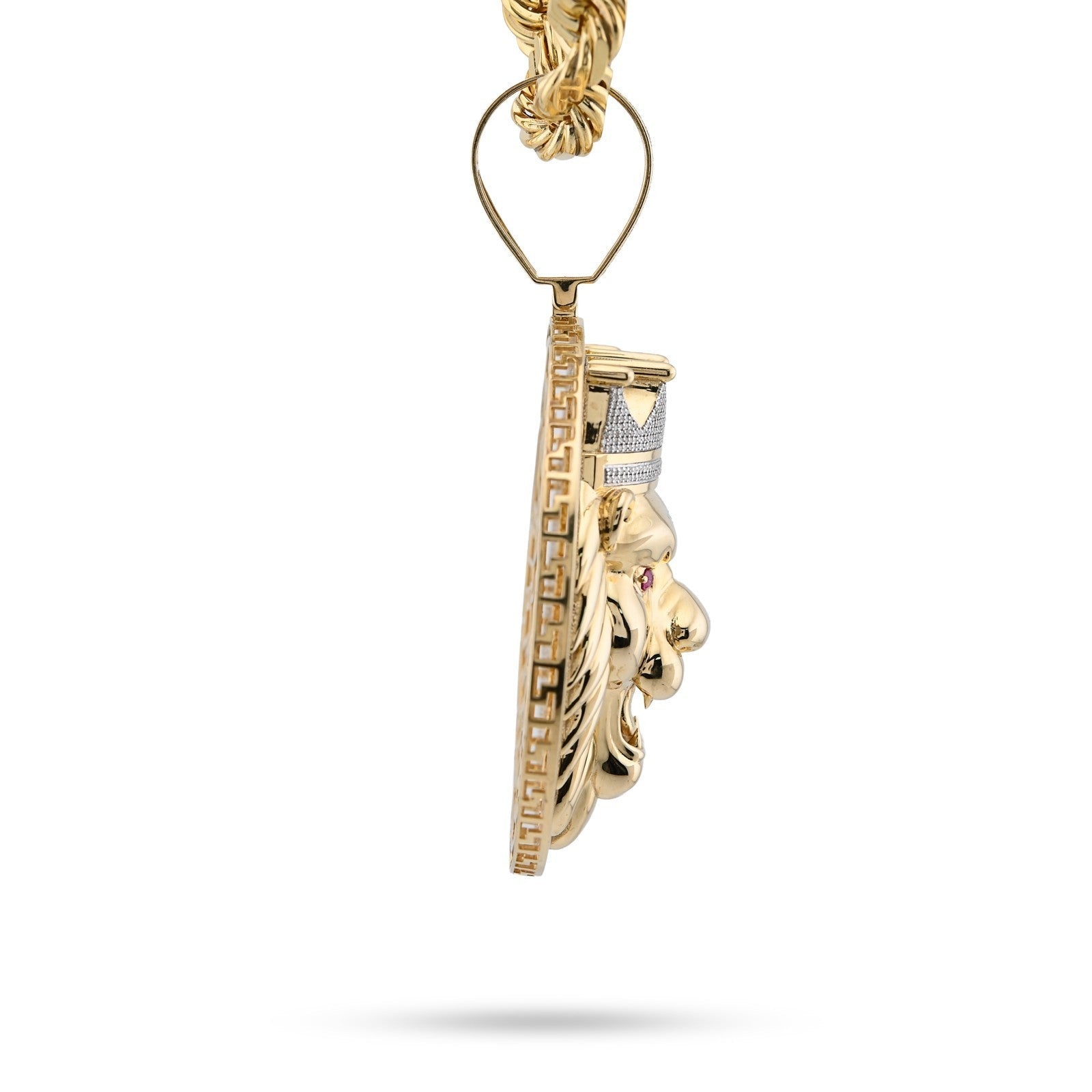 10k Yellow Gold 3CTW Natural Diamond Crown Lion Head Pendant 43.6gms Mens Charm - Elite Jewelers - Charms & Pendants