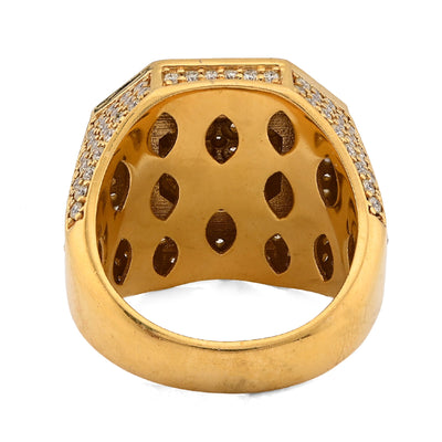 10K Yellow Gold 4.03CT Natural Diamond Octagon Shape Black Centre Men Pinky Ring - Elite Jewelers - Rings