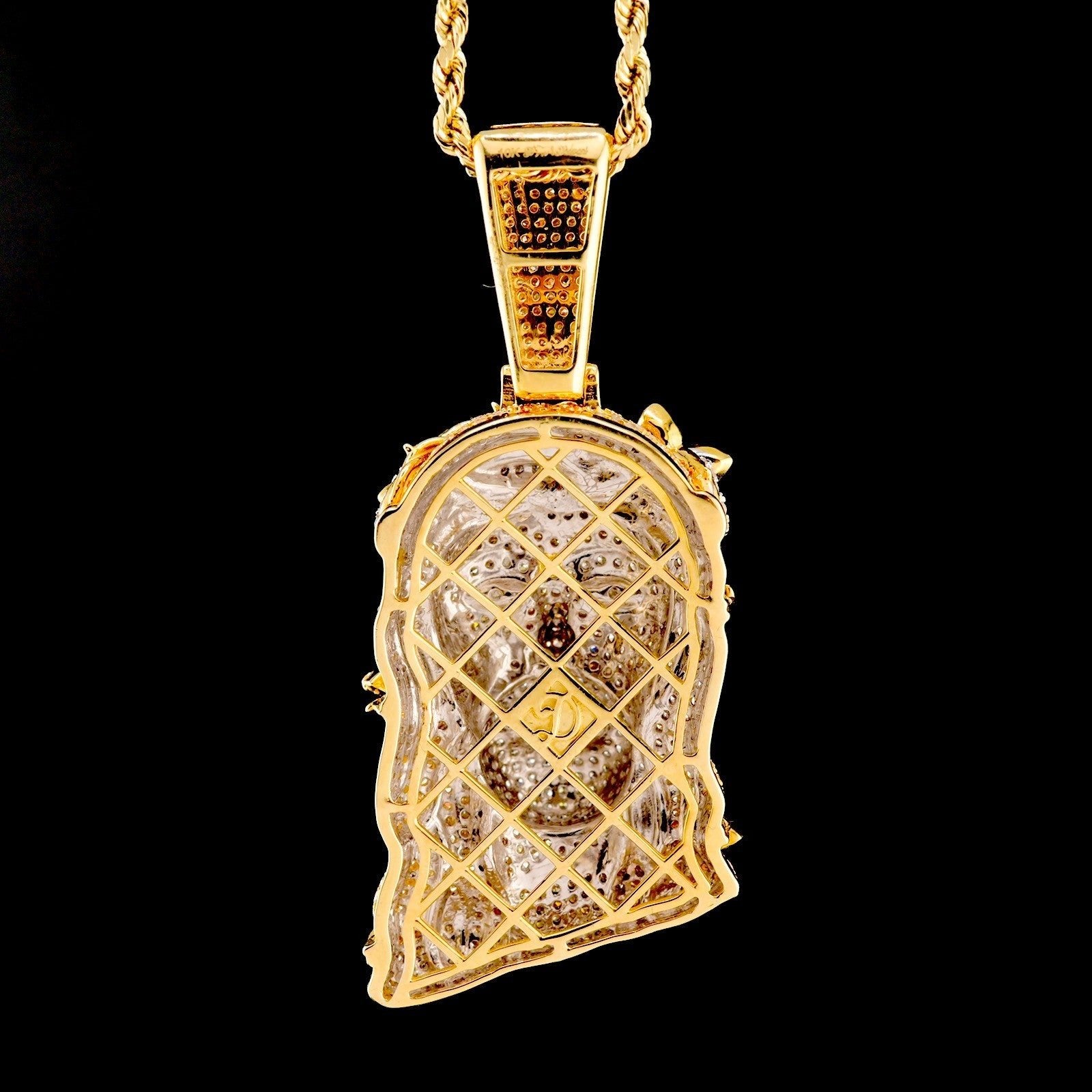 10k Yellow Gold 4.05CTW Diamond Jesus Head w/ Color Stones Pendant 15.3g Charm - Elite Jewelers - Charms & Pendants