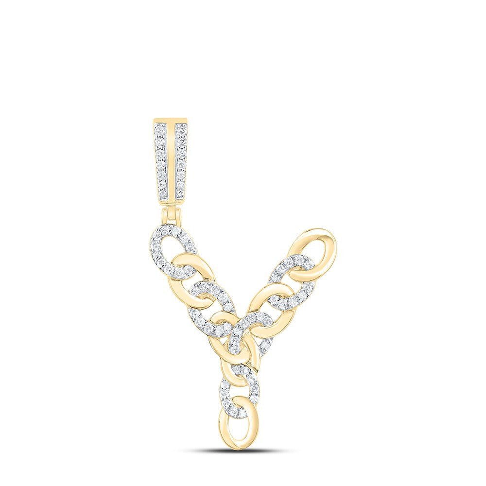 10k Yellow Gold 4.13g 0.4CTW Natural Diamond Cuban Initial "Y" Pendant Men Charm - Elite Jewelers - Charms & Pendants