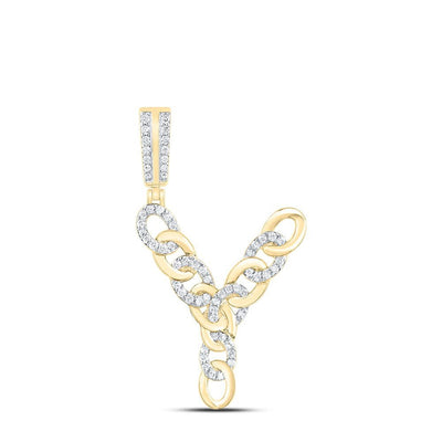 10k Yellow Gold 4.13g 0.4CTW Natural Diamond Cuban Initial "Y" Pendant Men Charm - Elite Jewelers - Charms & Pendants
