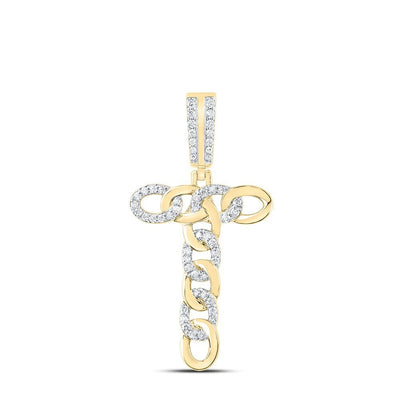 10k Yellow Gold 4.15g 0.36CTW Natural Diamond Cuban Initial "T" Pendant Charm - Elite Jewelers - Charms & Pendants