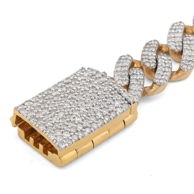 10K Yellow Gold 4.29CT Natural Diamond Cuban Link 10MM Men Bracelet 8" - Elite Jewelers-Bracelets