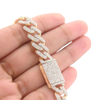 10K Yellow Gold 4.29CT Natural Diamond Cuban Link 10MM Men Bracelet 8" - Elite Jewelers-Bracelets