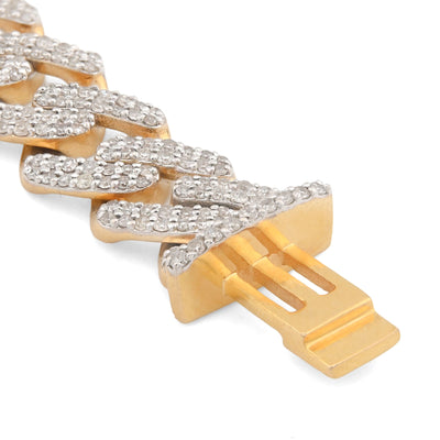 10K Yellow Gold 4.29CT Natural Diamond Cuban Link 10MM Men Bracelet 8" - Elite Jewelers-Bracelets