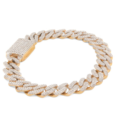 10K Yellow Gold 4.29CT Natural Diamond Cuban Link 10MM Men Bracelet 8" - Elite Jewelers-Bracelets