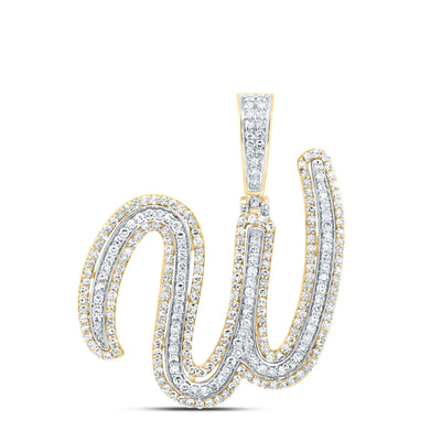 10k Yellow Gold 4.31g 1.19CTW Natural Diamond Initial "W" Pendant Alphabet Charm - Elite Jewelers - Charms & Pendants