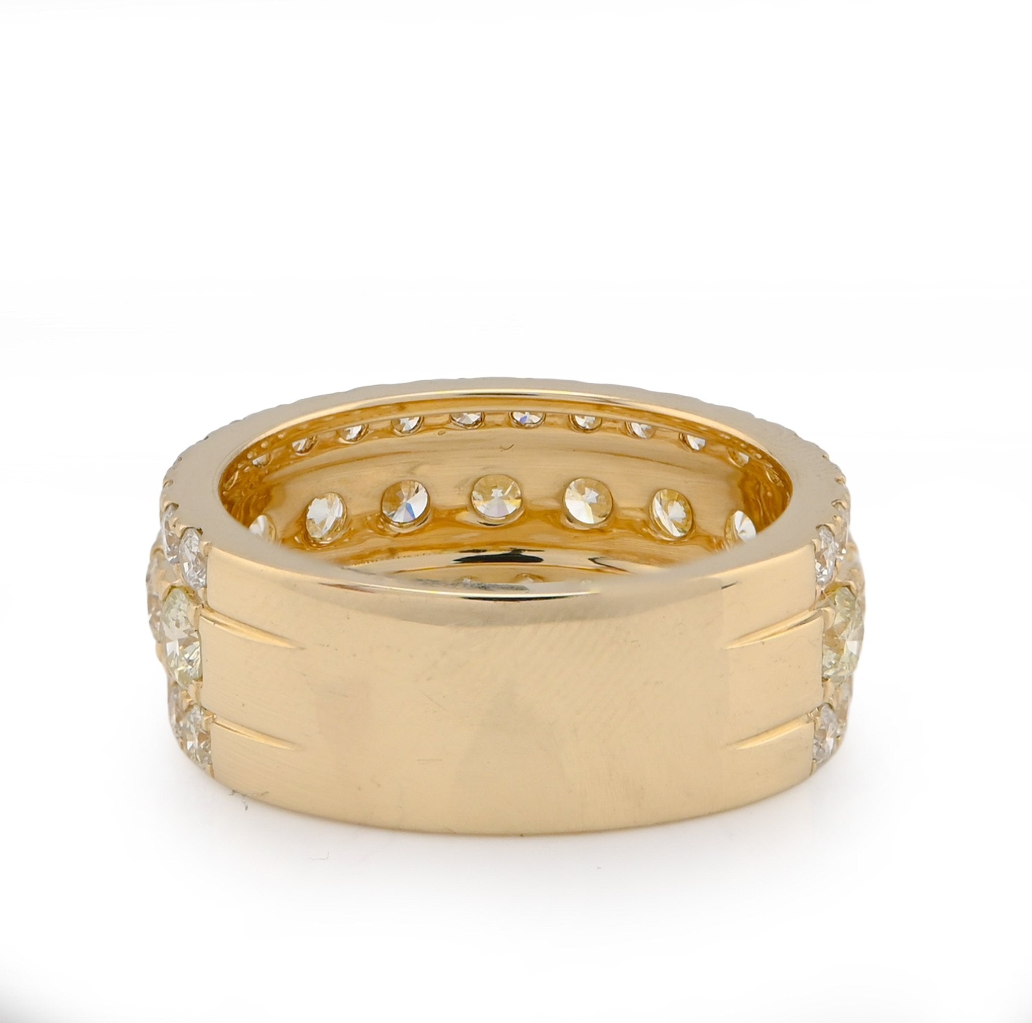 10K Yellow Gold 4.40CT 3 Row Big Pointer Centre Row Men Natural Diamond Band RIng - Elite Jewelers - Rings