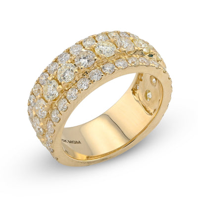 10K Yellow Gold 4.40CT 3 Row Big Pointer Centre Row Men Natural Diamond Band RIng - Elite Jewelers - Rings