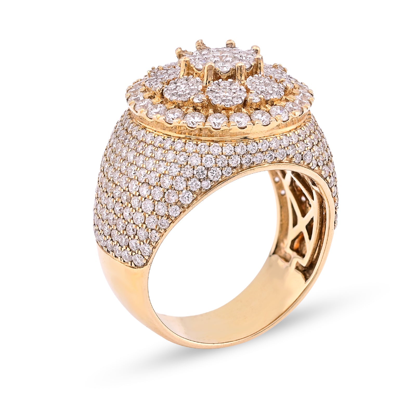 10K Yellow Gold 4.43CT Natural Diamond Round Men Ring - Elite Jewelers - Rings