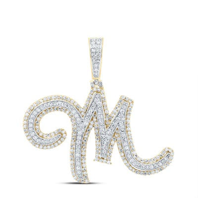 10k Yellow Gold 4.55g 1.23CTW Natural Diamond Initial "M" Pendant Alphabet Charm - Elite Jewelers - Charms & Pendants