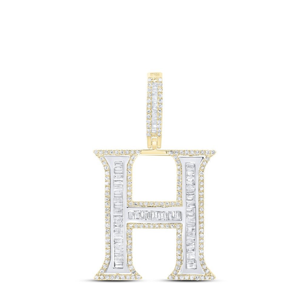 10k Yellow Gold 4.58g 0.98CTW Natural Diamond Initial "H" Pendant Alphabet Charm - Elite Jewelers - Charms & Pendants