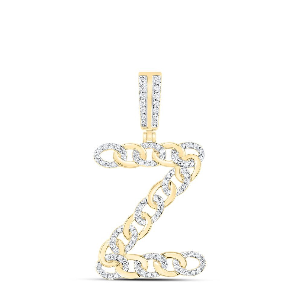 10k Yellow Gold 4.5g 0.57CTW Natural Diamond Cuban Initial "Z" Pendant Men Charm - Elite Jewelers - Charms & Pendants