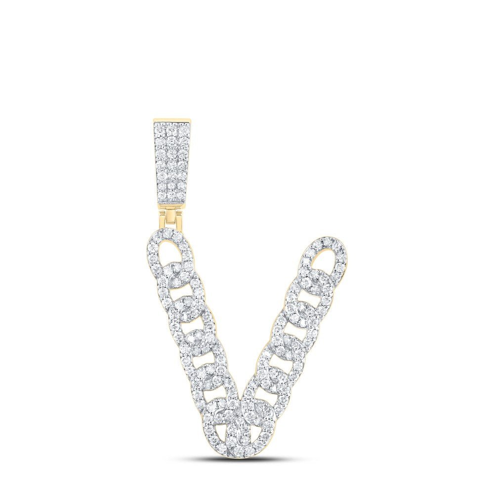 10k Yellow Gold 4.65g 1.02CTW Natural Diamond Cuban Initial "V" Pendant Charm - Elite Jewelers - Charms & Pendants
