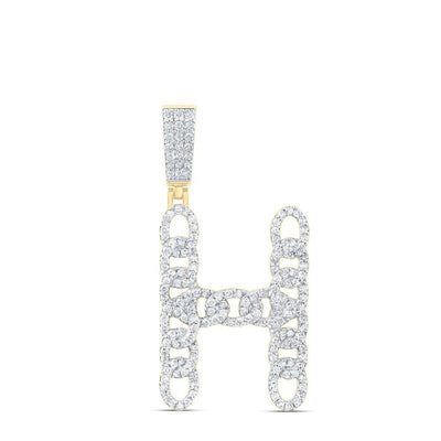 10k Yellow Gold 4.76g 0.94CTW Natural Diamond Cuban Initial "H" Pendant Charm - Elite Jewelers - Charms & Pendants