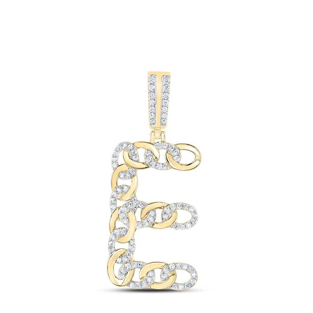 10k Yellow Gold 4.78g 0.55CTW Natural Diamond Cuban Initial "E" Pendant Charm - Elite Jewelers - Charms & Pendants