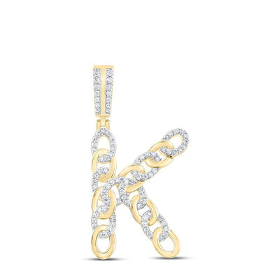 10k Yellow Gold 4.79g 0.52CTW Natural Diamond Cuban Initial "K" Pendant Charm - Elite Jewelers - Charms & Pendants