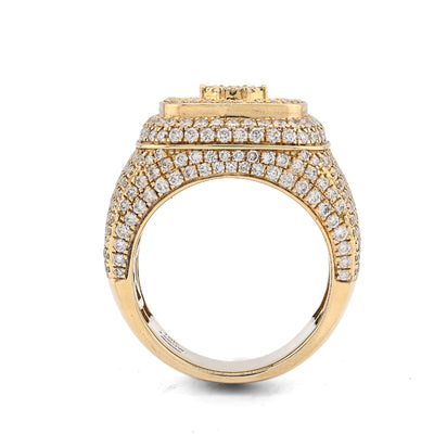 10K Yellow Gold 4.7CT Natural Diamond Rectangular Cluster Men 17g Pinky Ring - Elite Jewelers - Rings