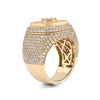 10K Yellow Gold 4.7CT Natural Diamond Rectangular Cluster Men 17g Pinky Ring - Elite Jewelers - Rings