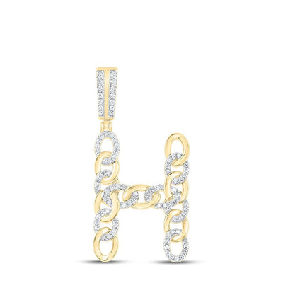 10k Yellow Gold 4.82g 0.53CTW Natural Diamond Cuban Initial "H" Pendant Charm - Elite Jewelers - Charms & Pendants